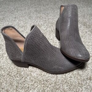 Lucky Brand Slip On Ankle Boot Distressed Grey Leather Size 9.5M